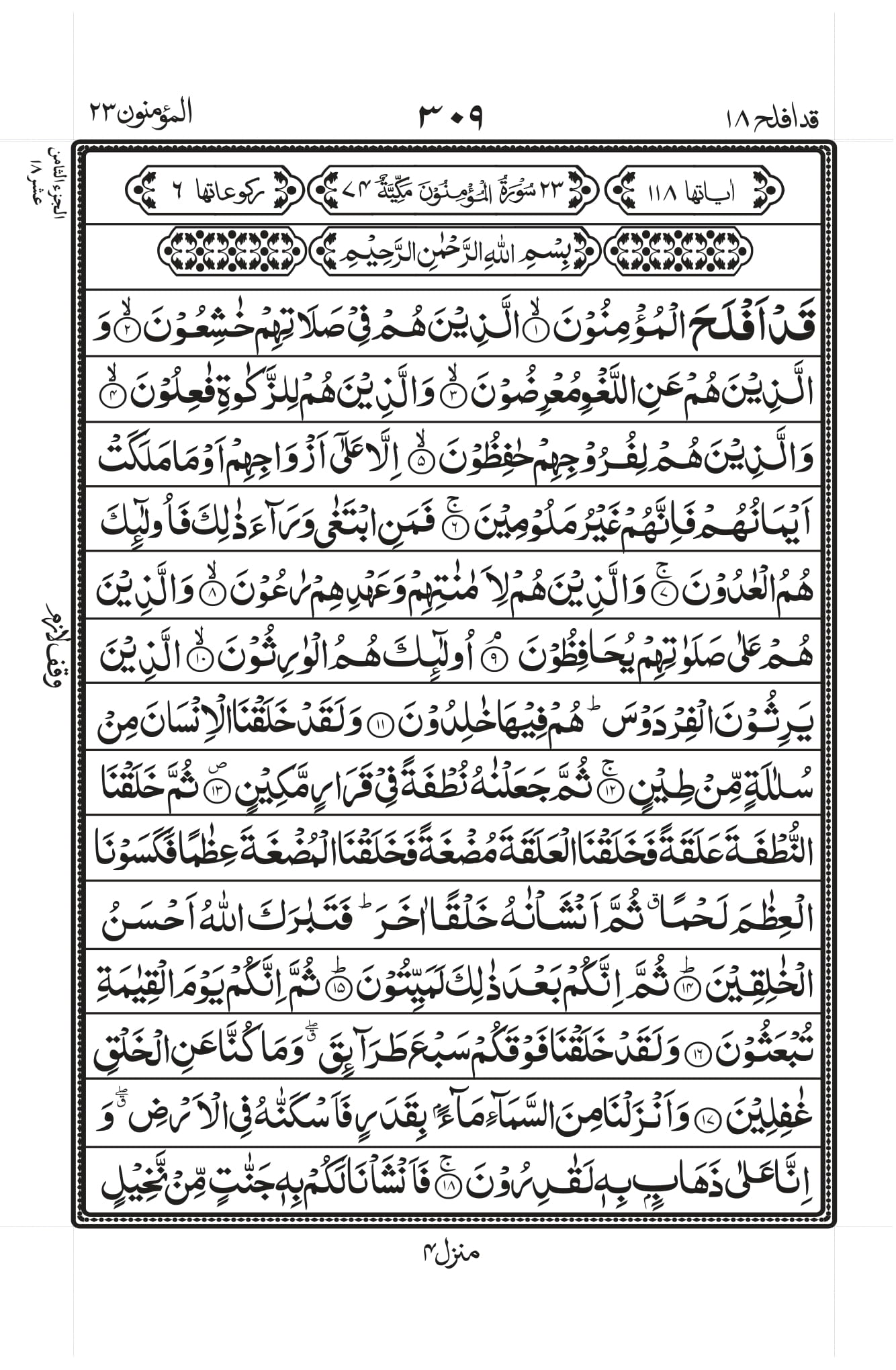 Surah Al-Muminoon Page 1