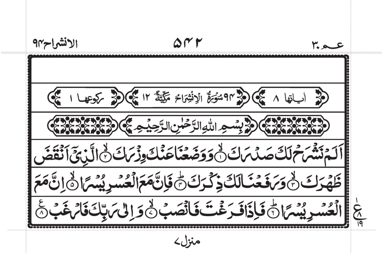 Surah Ash-Sharh (Insh’ira) Page 1