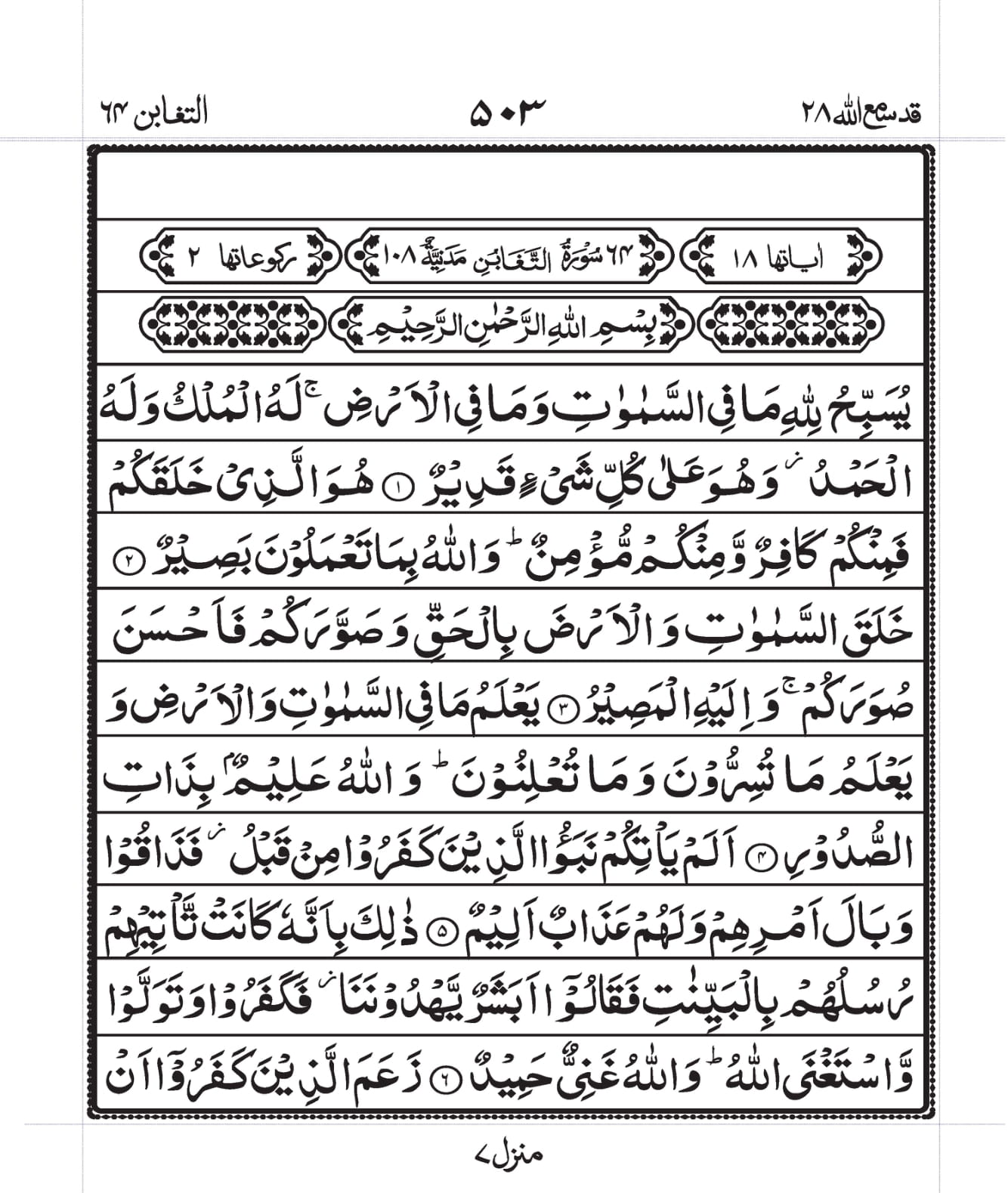 Surah At-Taghaabun Page 1
